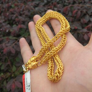 糊涂老庙祝正品新款黄金项链男龙头肖邦金链子9999足金大金链子纯