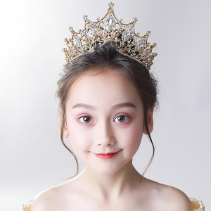 女童皇冠头饰公主韩式小女孩公主裙发饰儿童十岁生日走秀演出王冠