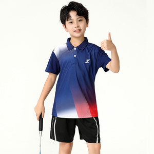 新品羽毛球服运动t恤套装儿童训练男童女乒乓球衣短袖比赛t恤打排