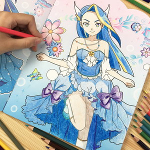 公主画画本巴啦啦小魔仙美少女女孩涂色书3-6岁8儿童涂鸦填色画本