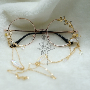 古风眼镜流苏 复古配汉服的眼镜挂坠单边琉璃镜装饰配饰创意链