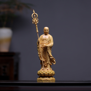 正宗小叶黄杨木雕新款地藏王佛像摆件家居装饰品家用供奉神像红木