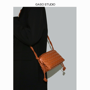 【光夏GASO】格纹编织手机包女斜挎迷你小包包软皮高级感红色包包