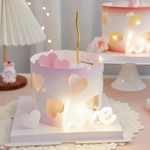 七夕情人节镂空爱心围边蛋糕装饰插件生日蜡烛情侣节日告白简约风