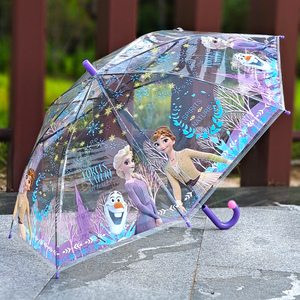 透明卡通儿童雨伞加厚轻便可爱公主伞女孩男孩宝宝伞安全爱莎公主
