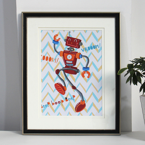 美式儿童房装饰画男孩房间卡通床头挂画进口画芯机器人