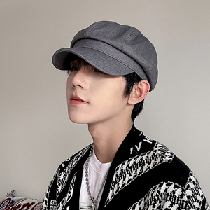 八角帽子男日系文艺复古时尚画家报童帽秋冬季青年韩版潮流贝雷帽