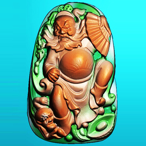 精雕图jdp灰度图bmp浮雕图玉雕天师钟馗纳福辟邪捉鬼站钟馗牌838