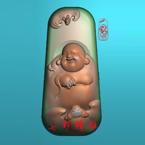 佛公精雕图jdp灰度图bmp浮雕图玉雕福在眼前大肚弥勒笑佛罗汉8373