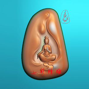 无相观音精雕图jdp灰度图bmp浮雕图玉雕悟道禅佛坐菩萨守护神5758