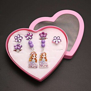 玩具耳环儿童耳环韩版女童贴纸耳夹无耳洞公主小孩防痛玩具女款夹