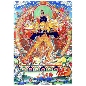 手绘装饰佛陀佛像画像密宗护法时轮金刚画唐卡挂画像相纸双面塑封