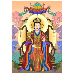 瑶池金母元君西王母娘娘西灵圣母相片纸塑封画像卡片家用装饰挂画