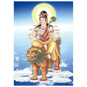 定制佛陀装饰画手绘文殊菩萨唐卡挂画像摆台贴图相纸双面塑封佛像