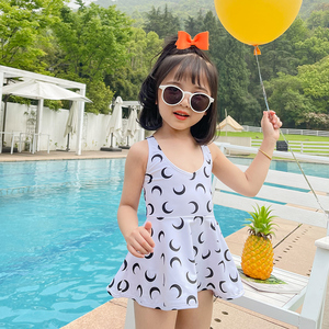 新款儿童泳衣女连体裙式韩国公主时尚游泳衣宝宝可爱温泉度假泳装