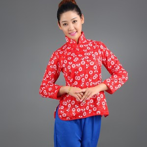 村姑采茶女服装阿庆嫂碎花演出衣服百姓农民古装乡村民族舞蹈客家