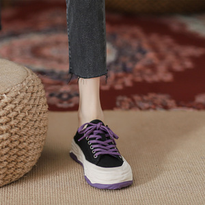 半拖帆布鞋女厚底