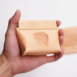 kamo-出品 意大利多脂植鞣皮 手缝口金弹片包 零钱耳机收纳包