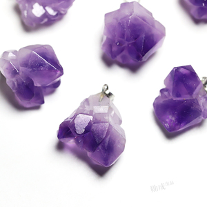 A1天然紫水晶晶花吊坠 水晶簇 扩香石 原石颗粒饰品礼物矿石原矿