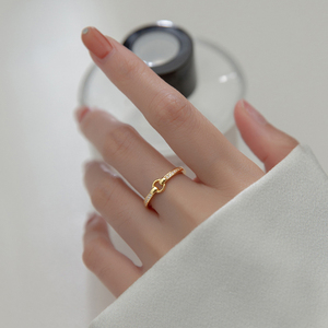 s925纯银圆形几何个性开口戒指女日韩轻奢小众设计高级感气质食指