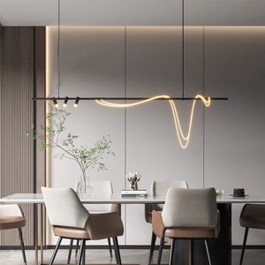 设计师款餐厅吧台长条异形吊灯1.8米样版间家具展厅艺术线条灯具