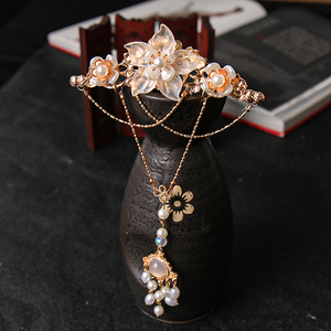 汉服头饰古风发冠古典宫廷宋制唐风顶冠发簪超仙眉心坠流苏配饰品