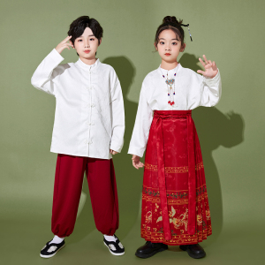 六一儿童中国风服装马面裙女童诗歌合唱演出服小学生汉服朗诵表演