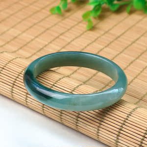 【稳重】58#冰糯油青飘花翡翠贵妃手镯 种老水润 底子细腻 经典