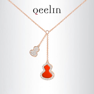 qeelin麒麟 wulu 18k金钻石红玛瑙葫芦项链 礼物