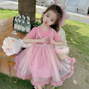 女小童连衣裙夏季洋气2023新款小女孩裙子韩版蓬蓬网红礼服公主裙