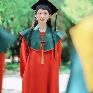 少年游洛出书汉服原创圆领袍情侣款闺蜜学生毕业季班服国风学士服