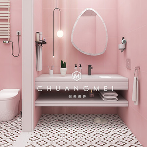 粉红色瓷砖复古