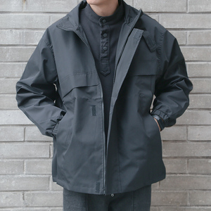 潮牌立领夹克男春季男士新款韩版时尚宽松休闲工装短款风衣外套潮