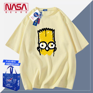 NASA联名辛普森短袖T恤男夏季潮牌半袖纯棉宽松重磅情侣潮牌衣服