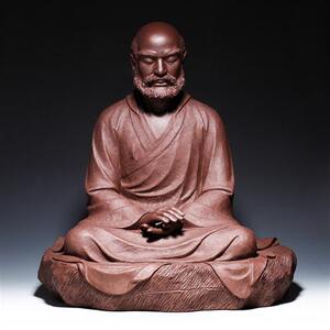 新寅陶艺 宜兴紫砂茶宠周刚制 〖面壁十年〗 紫砂雕塑紫砂摆件杂