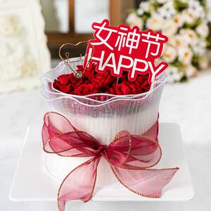 三八妇女节蛋糕装饰38女神节插件生日蛋糕插牌仿真玫瑰铁艺爱心牌