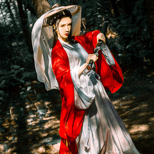 菩提雪彼岸花汉服女中国风大袖衫霸气仙侠古装飘逸魏晋侠客风冬装