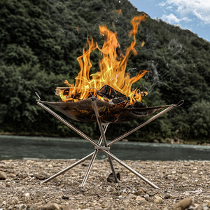 曦途户外焚火台露营烧烤吊锅架三角篝火支架便携迷你折叠烧柴火盆