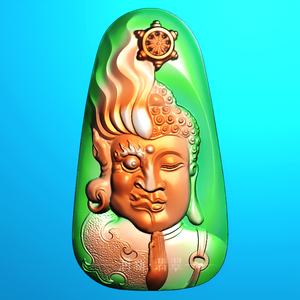 003人付款淘宝随形一念之间一念佛魔厚装扫描图双面手把件精雕图jdp