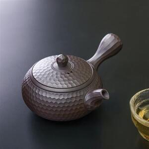 乙御前纯手工茶具 侧把泡茶壶日本进口 万古烧伊吕久手作锤纹紫泥