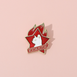 红色五角星猫咪胸针男女可爱日系徽章卡通个性别针书包包配饰勋章