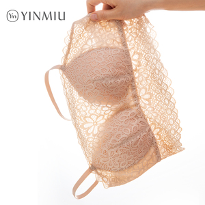 文胸无钢圈蕾丝背心式裹胸带胸垫抹胸内衣女夏季薄白色防走光遮胸