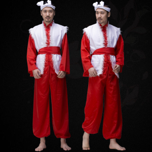 新款陕北民族服装秧歌服男阿宝演出服装百姓农民服装舞龙舞狮表演