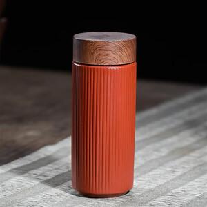 茗香茶韵 宜兴紫砂杯双层紫砂保温杯纯手工隔热便携泡茶杯 格调双