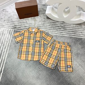 burberry 巴宝莉高端童装2022男童纯棉经典卡其格子套装亲肤透气