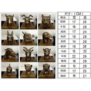 12生肖铜首摆件圆明园海晏堂套铜像十二生肖12兽首龙头鼠牛虎兔工