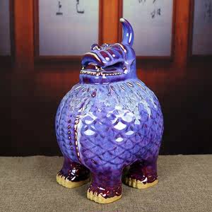 禹州钧瓷窑变大宋官窑同款天禄貔貅装饰乔迁开业礼钧窑摆件b款中