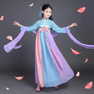 儿童演出服古装汉服唐服表演服装仙女幼儿园女童影楼拍照写真