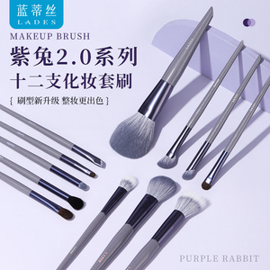 LADES/蓝蒂丝紫兔12支化妆刷套装眼影散粉腮红刷子动物毛美妆工具
