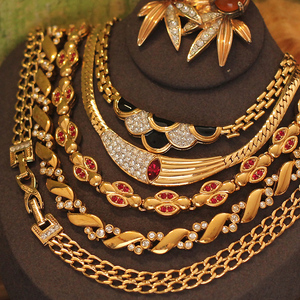 ne07vintage珍珠项链中古古董项链欧洲法国ninaricci莱茵石dolran